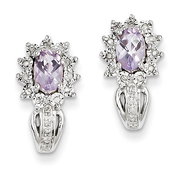 Sterling Silver Diamond Pink Quartz Earrings QE10149PQ