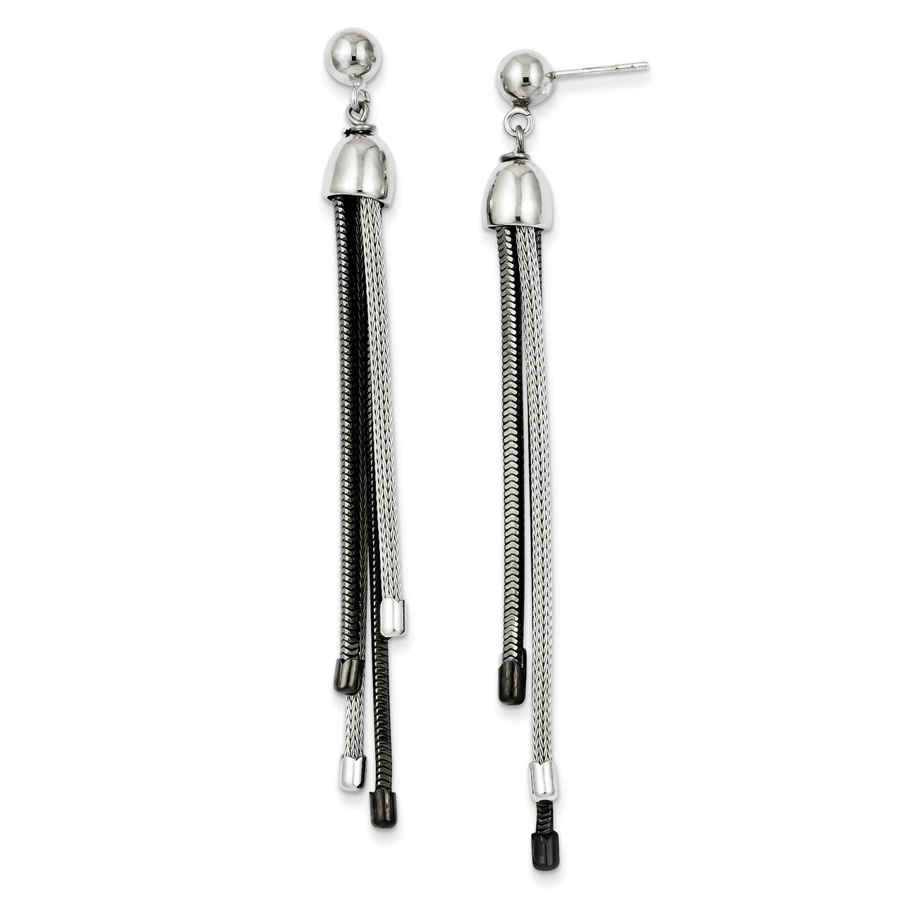 Sterling Silver Black Rhodium Polished 4 Strand Post Dangle Earrings QE10928