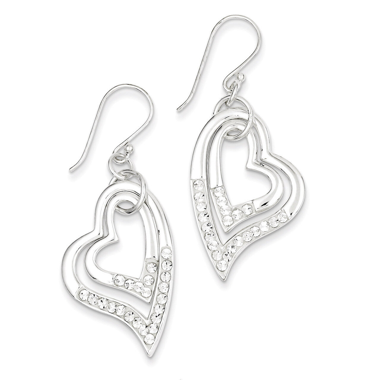 Sterling Silver with Stellux Crystal Heart Earrings QE5067