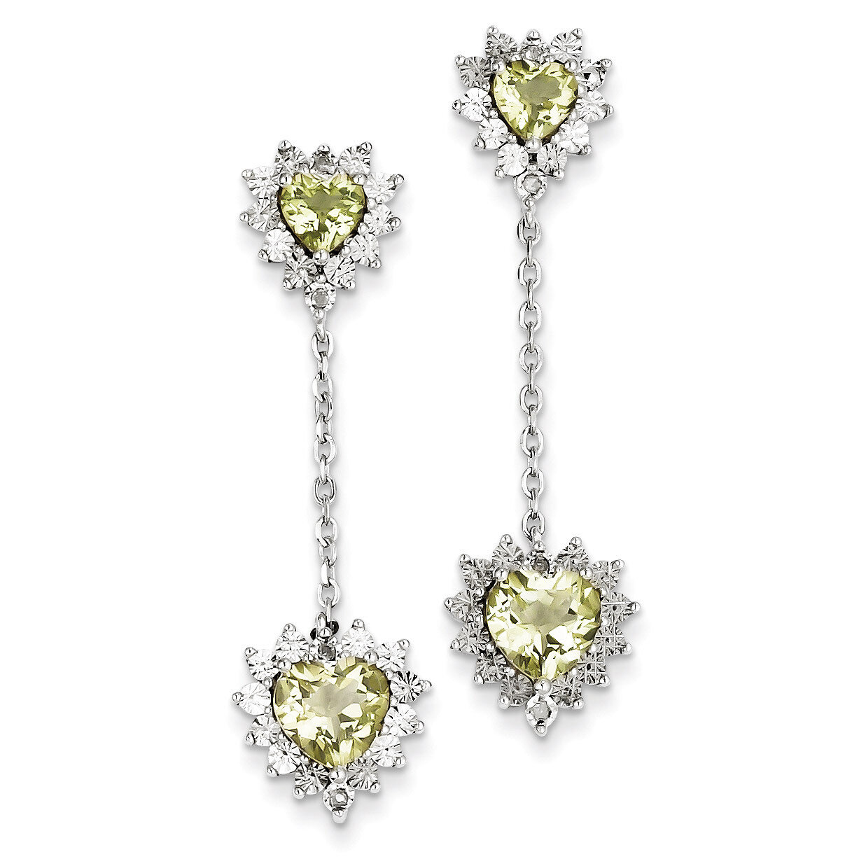 Sterling Silver Diamond &amp; Lemon Quartz Earring QE7746LQ