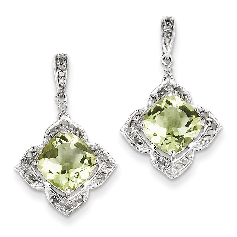 Sterling Silver Diamond &amp; Lemon Quartz Earrings QE7747LQ
