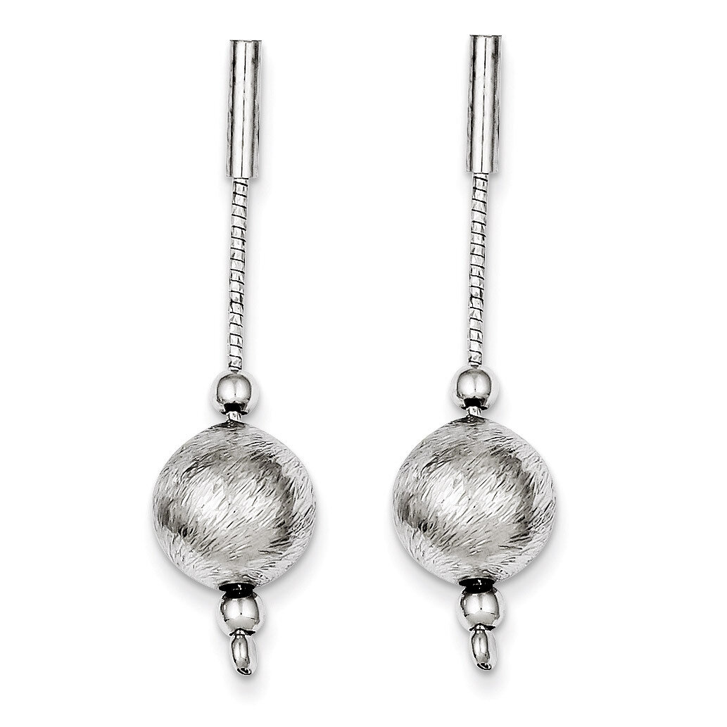 Sterling Silver Satin and Polished Dangle Post Earrings QE8061
