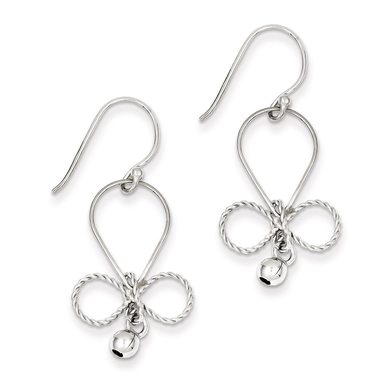 Sterling Silver Rhodium Plated Fancy Dangle Earrings QE9018