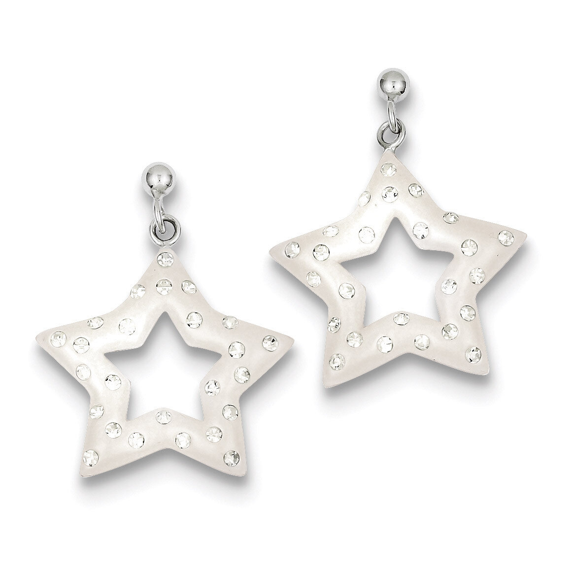 Sterling Silver Rhodium &amp; Ferido Stellux Crystal Star Earrings QE9552