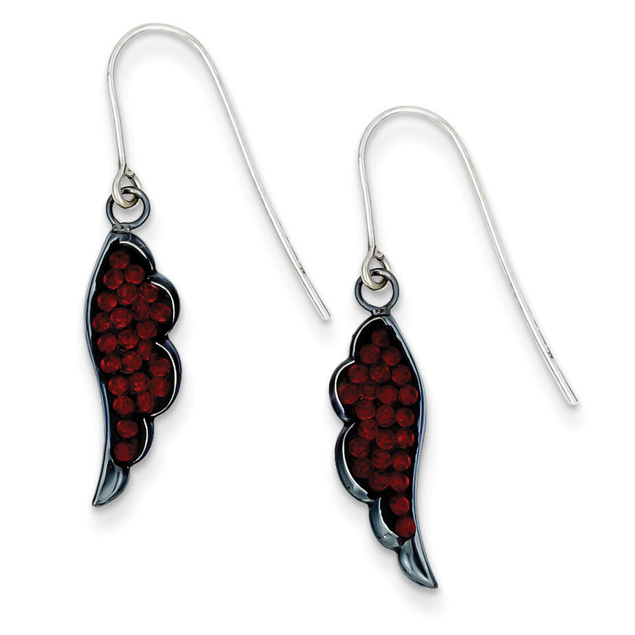 Sterling Silver Black Ceramic Swarovski Elements Wing Earrings QE9630