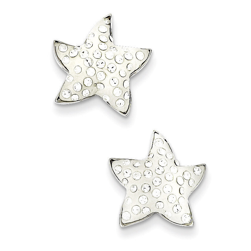 Sterling Silver Enamel Star Preciosa Crystal Earrings QE9641