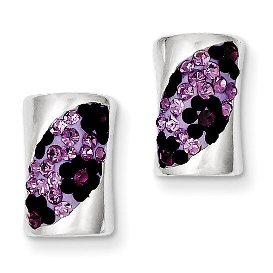 Sterling Silver Stellux Crystal Purple Stud Earrings QE9656