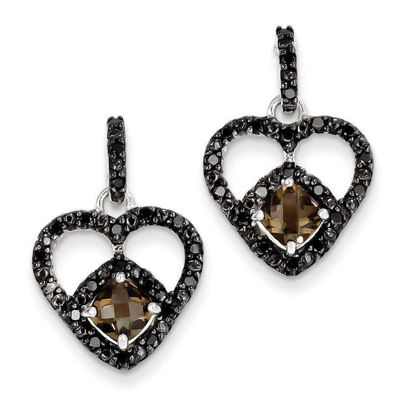 Sterling Silver Smoky Quartz and Black Diamond Earrings QE9918SQ