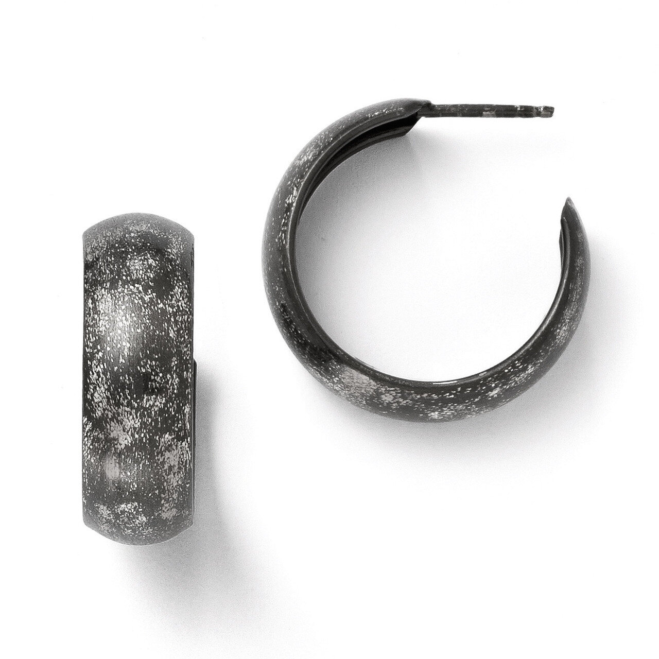 Sterling Silver Rhodium-plated Post Hoop Earrings QLE318