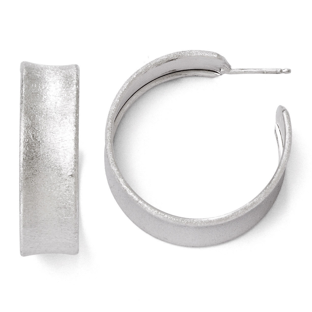 Sterling Silver Laser Textured Post Hoop Earrings QLE329