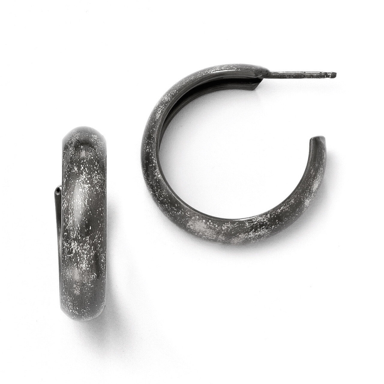 Sterling Silver Rhodium-plated Post Hoop Earrings QLE331