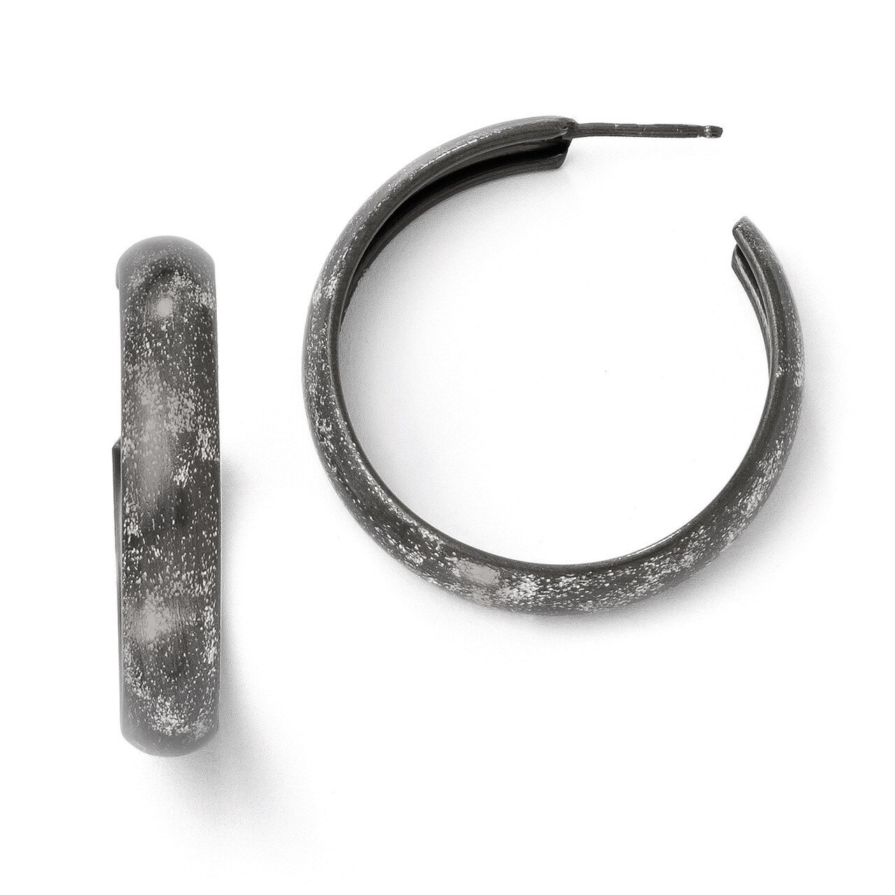 Sterling Silver Rhodium-plated Post Hoop Earrings QLE332