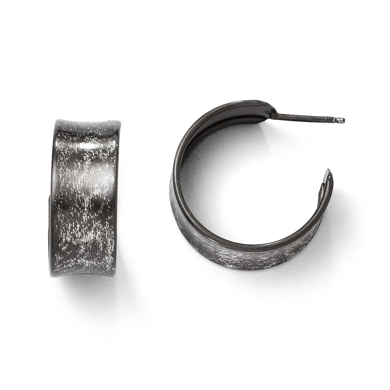 Sterling Silver Rhodium-plated Post Hoop Earrings QLE338