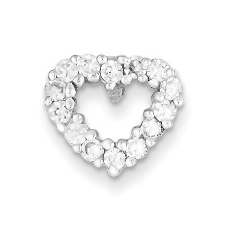 Sterling Silver &amp; Diamond Polished Heart Pendant QP2082