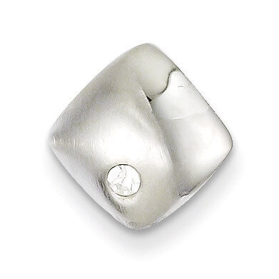 Sterling Silver Rhodium Plated Diamond Square Slide QP2426