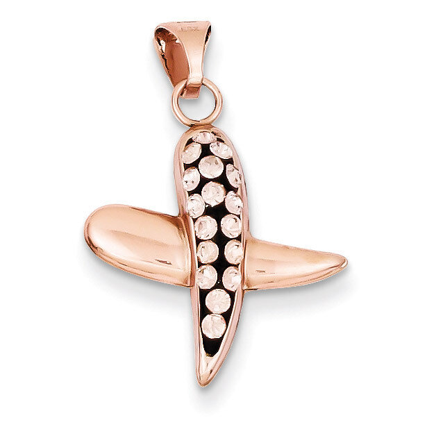Sterling Silver Pink Ceramic Rose Swarovski Elements X Pendant QP2449