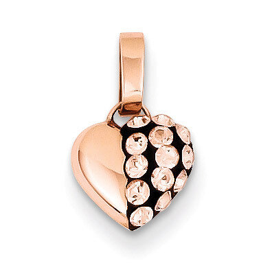 Sterling Silver Pink Ceramic Rose Swarovski Elements Heart Pendant QP2458