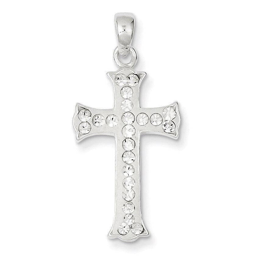 Sterling Silver Stellux Crystal and White Cross Pendant QP2487