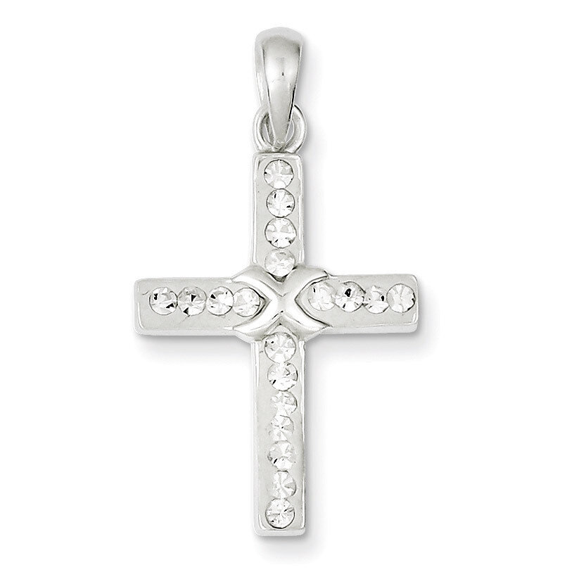 Sterling Silver Stellux Crystal and White Cross Pendant QP2488