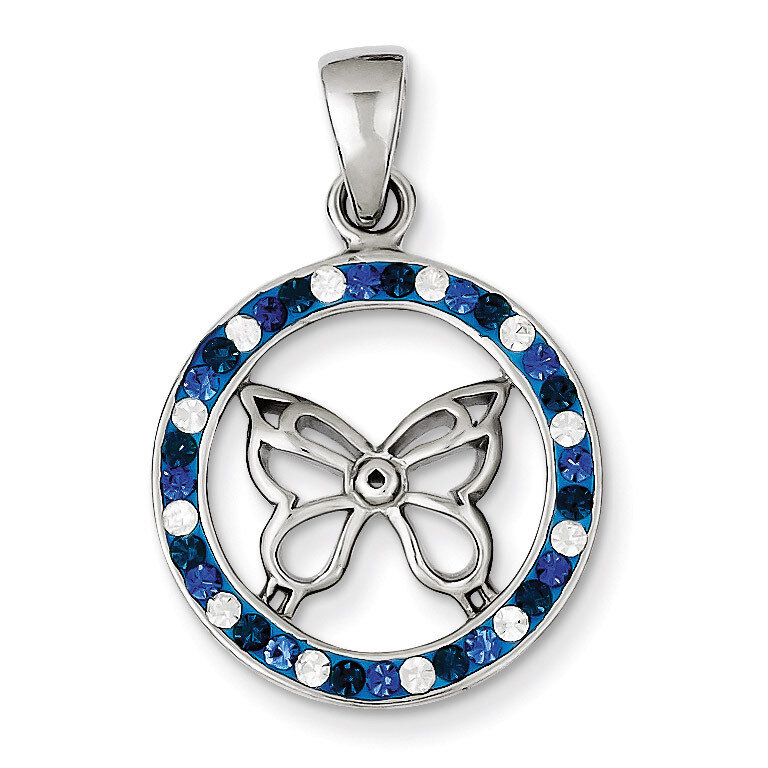 Sterling Silver Rhodium Plated Stellux Crystal Butterfly Pendant QP2512