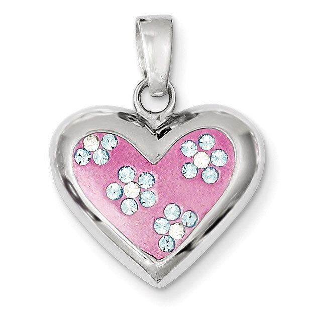 Sterling Silver Rhodium &amp; Ferido Stellux Crystal Heart Pendant QP2515