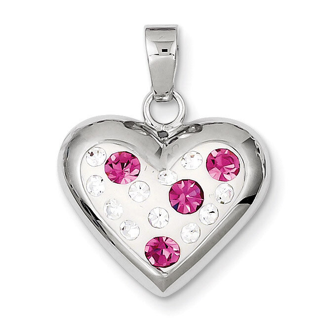 Sterling Silver Rhodium &amp; Ferido Stellux Crystal Heart Pendant QP2517