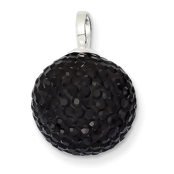 Sterling Silver Stellux Crystal 14mm Black Ball Pendant QP2546