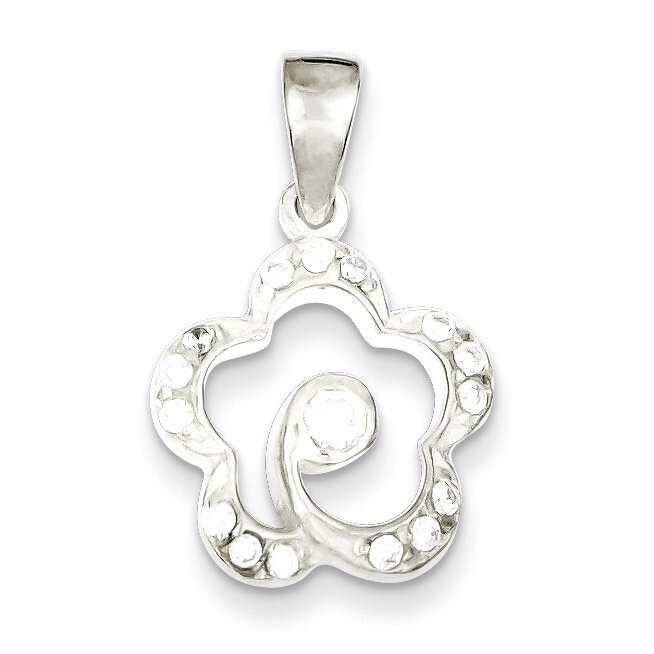 Sterling Silver Diamond Flower Pendant QP2592