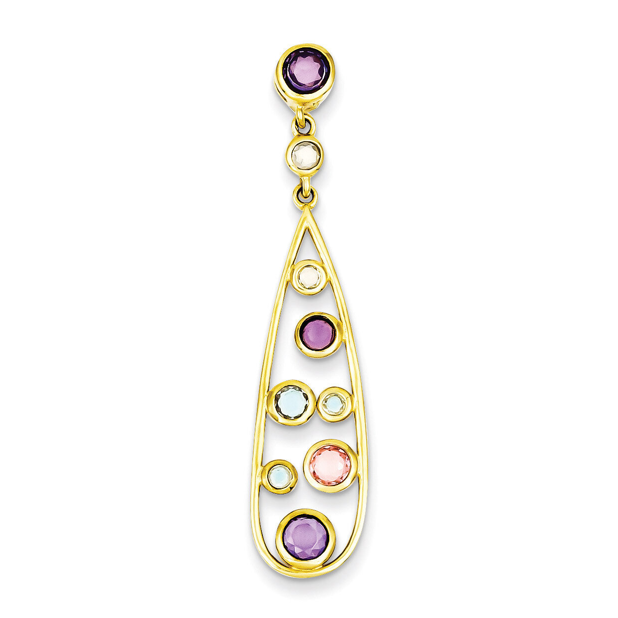 Sterling Silver Gold Plated Diamond &amp; Glass Pendant QP2617