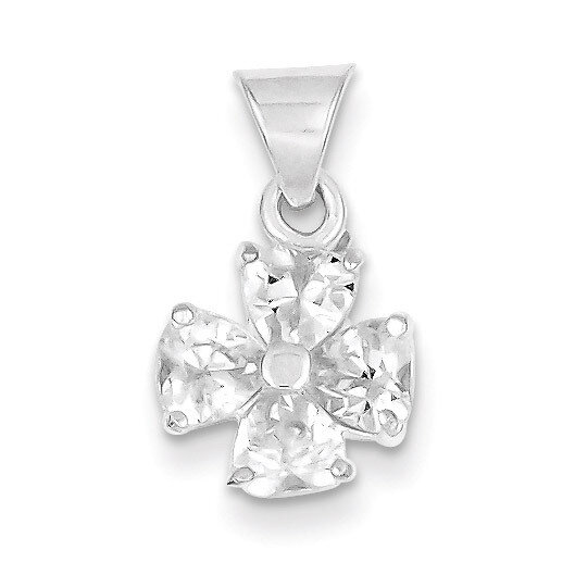 Sterling Silver Diamond Flower Pendant QP2630