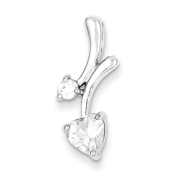 Sterling Silver Rhodium Plated Diamond Heart Pendant QP2643