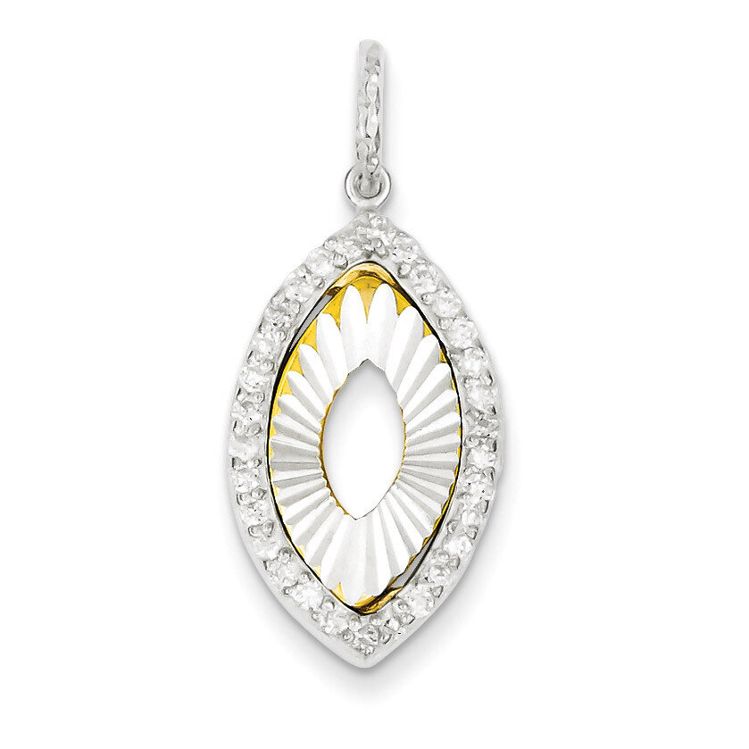 Sterling Silver and Flash Gold Plated Diamond Diamond Cut Pendant QP2712