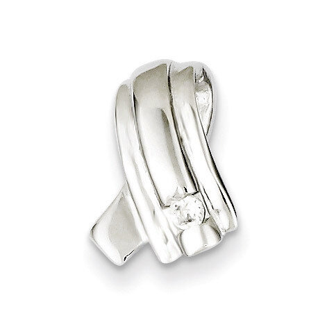 Sterling Silver Rhodium Plated Diamond Pendant Slide QP2738