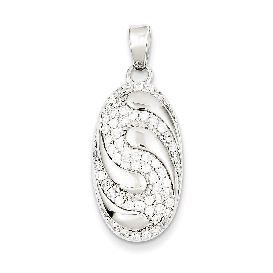 Sterling Silver Rhodium Plated Diamond Swirly Pendant QP2752