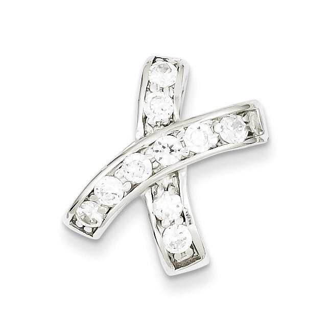 Sterling Silver Rhodium Plated Diamond Pendant Slide QP2754