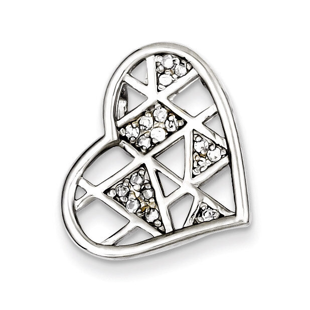Sterling Silver Rhodium Plated Diamond Heart Slide QP2800