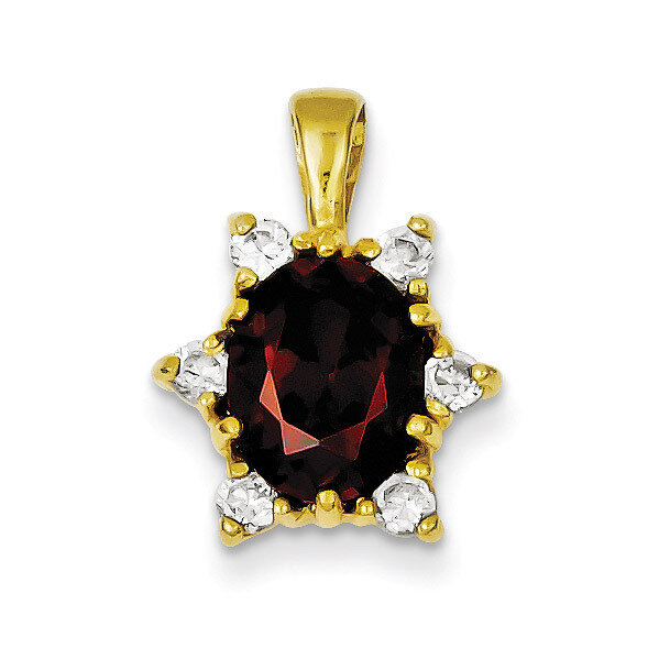Sterling Silver Flash Gold Plated Red &amp; White Diamond Pendant QP2824