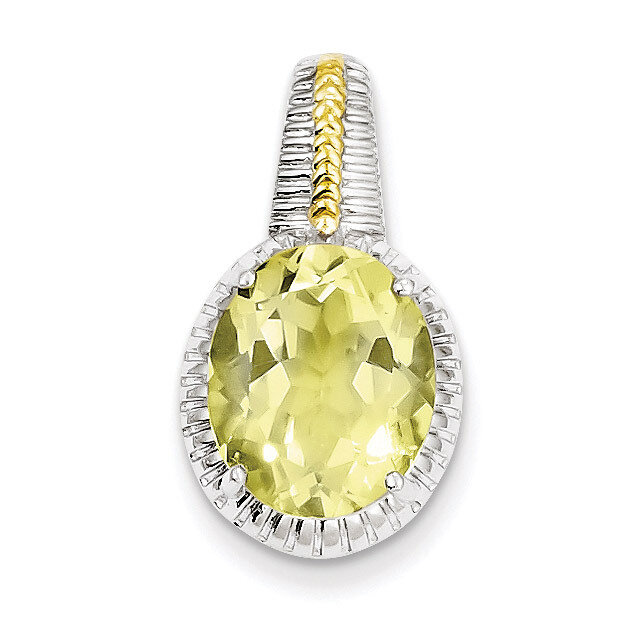 Sterling Silver with Flash Gold-plate Accent Lemon Quartz Pendant QP2936LQ