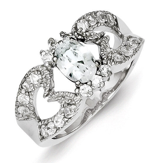 Sterling Silver Diamond Double Heart Ring QR1316-8