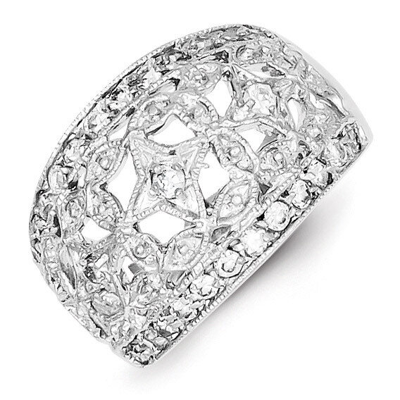 Sterling Silver Polished Diamond Ring QR2111-7