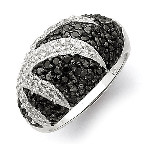 Sterling Silver Antiqued Black &amp; White Diamond Ring QR2173-7