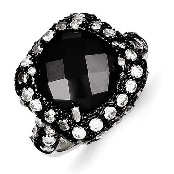Sterling Silver and Black Plating Diamond Ring QR2805-6