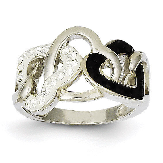 Sterling Silver Rhodium Plated Stellux Crystal Ring QR4187-8