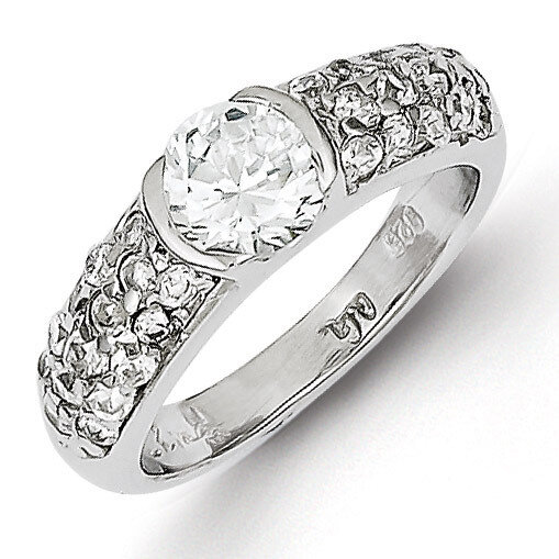 Sterling Silver Rhodium Plated Diamond Ring QR4265-7