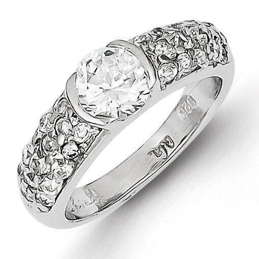 Sterling Silver Rhodium Plated Diamond Ring QR4265-8