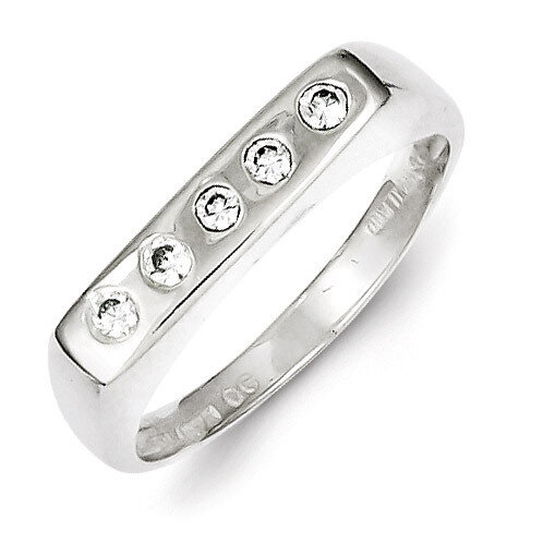 Sterling Silver Flat Top Diamond Ring QR4273-6