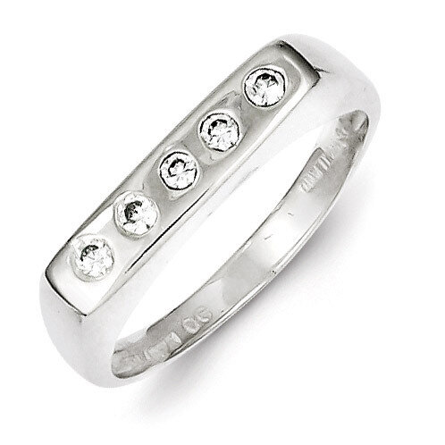 Sterling Silver Flat Top Diamond Ring QR4273-7
