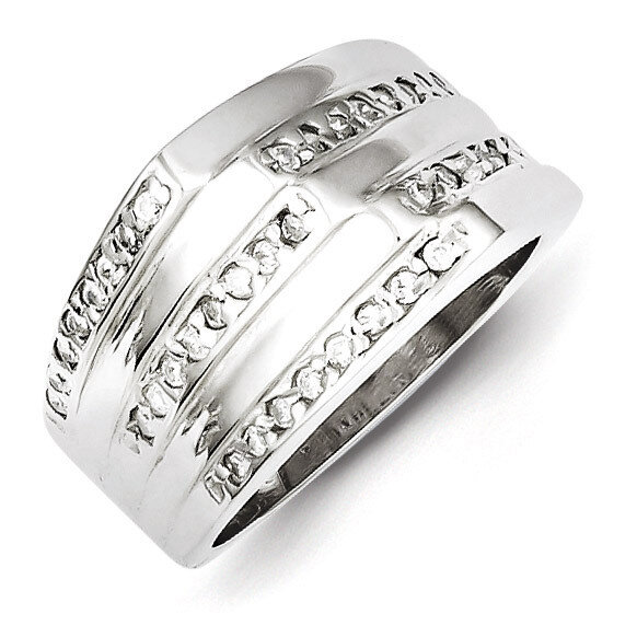 Sterling Silver Rhodium Plated Diamond Ring QR4290-8