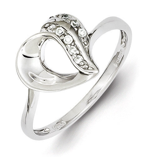 Sterling Silver Rhodium Plated Diamond Heart Ring QR4299-6