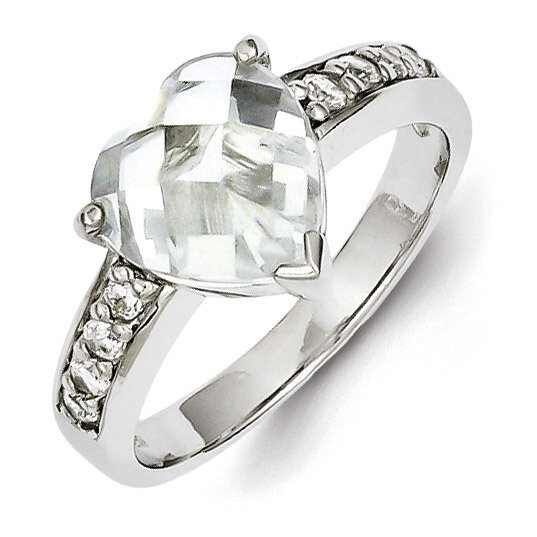 Sterling Silver Rhodium Plated Diamond Heart Ring QR4303-6